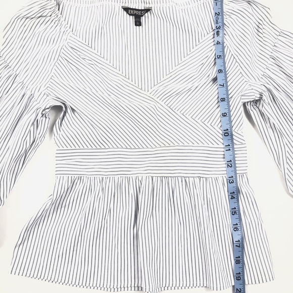 Express Striped Blouse V neck Women's Size XS White Ties on back - Picture 7 of 14